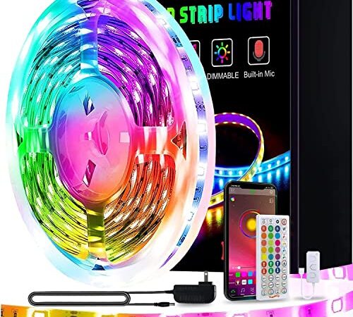 50ft Led Lights, KIKO 15m Led Lights Strip for Bedroom 5050 RGB Strip Lights Color Changing Led Light Strips with Sensitive Mic for Home Decoration