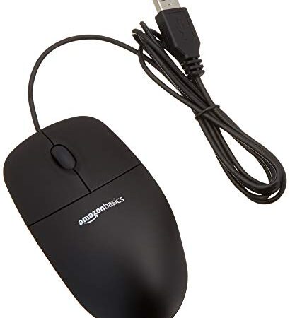 AmazonBasics 3-Button USB Wired Computer Mouse (Black), 1-Pack