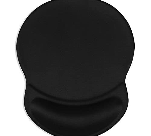 ITNRSIIET Mouse Pad, Ergonomic Mouse Pad with Gel Wrist Rest Support, Gaming Mouse Pad with Lycra Cloth, Non-Slip PU Base for Computer, Laptop, PC, Home, Office & Travel, Black