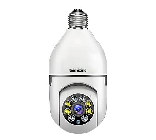 Light Bulb Security Camera 1080P, PTZ WiFi 360 Degree E27 Panoramic IP Camera,WiFi Outdoor Indoor 360 PTZ Bulb Security Camera Night Vision, Motion Detection, APP Access, Support 2.4GHZ/5.0GZH-WIFI (White)