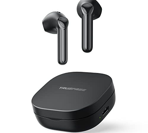Wireless Earbuds Truefree A1 Bluetooth Earphones Wireless Headphones with 4 Mics, Immersive Stereo Sound by 14.2mm Driver, ENC for Clear Calls, USB-C Charge, 18 Hours of Playtime, Single/Twin Mode