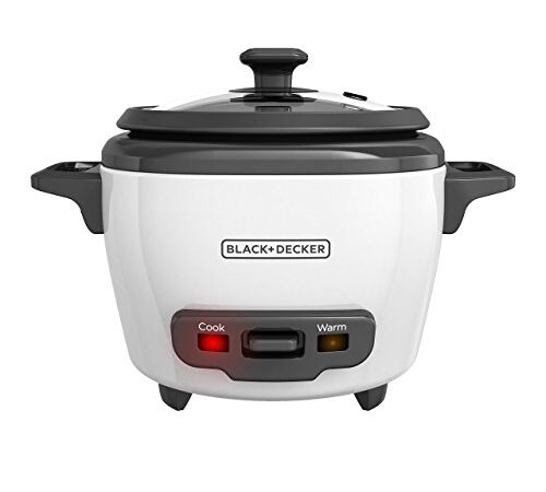 Black+Decker Personal Size Rice Cooker, 3 Cup (1.5 Cup Uncooked), White, RC503C