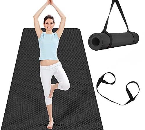 Cambivo Extra Wide Yoga Mat (73" x 32" x 6mm), Non Slip Workout Mat Eco TPE Exercise Mat, Lightweight to Carry for Yoga, Stretching, Pilates (Black)