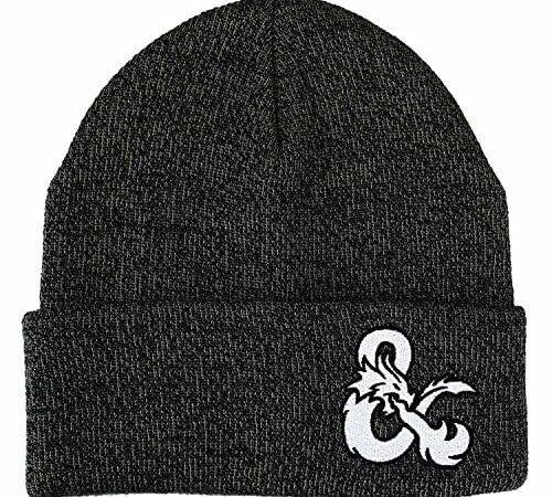 Dungeons and Dragons Ampersands Flat Embroidery Dark Charcoal Acrylic Knit Beanie