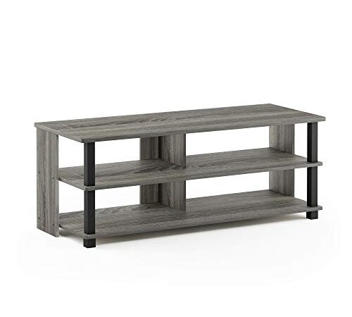 Furinno 17077GYW/BK Sully 3-Tier Stand for TV up to 50, French Oak Grey/Black