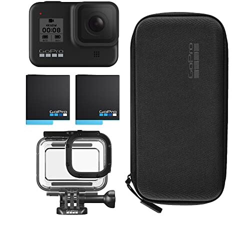 GoPro HERO8 Black Bundle: Includes HERO8 Black Camera, Spare Rechargeable Battery (2 Total), Protective Housing, and Carrying Case