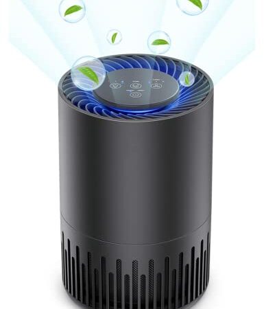 HEPA Air Purifier for Bedroom, Portable Air Cleaner with H13 HEPA Filter, 4 Fan Speeds, Low Noise, Sleep Mode, Night Light, Filter Replacement Reminder for Home Desktop Office(black)