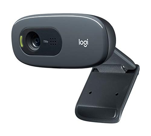 Logitech C270 HD Webcam, HD 720p/30 fps, Widescreen HD Video Calling, HD Light Correction, Noise Reducing Mic, For Skype, FaceTime, Hangouts, WebEx, PC/Mac/Laptop/Macbook/Tablet - Black