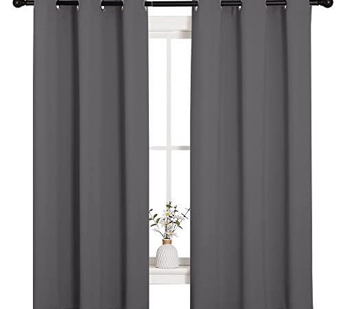 NICETOWN Thermal Insulated Grommet Blackout Curtains for Bedroom/Living Room/Kitchen Rideaux occultants (2 Panels, W42 x L63 -Inch,Grey)