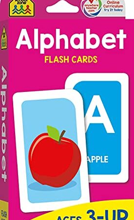 School Zone - Alphabet Flash Cards - Ages 3 and Up, Preschool, Letter-Picture Recognition, Word-Picture Recognition, Alphabet, and More