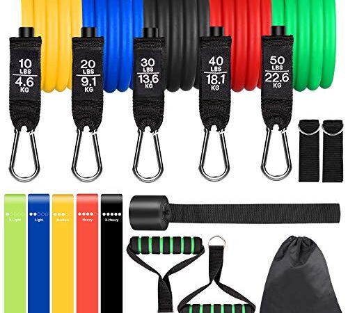 Sensyne Resistance Bands Set 16PCS Exercise Band for Working Out Up to 150 lbs, for Indoor and Outdoor Sports, Fitness, Suspension, Speed Strength, Baseball Softball Training, Home Gym, Yoga