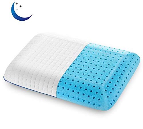 SEONSURO Memory Foam Pillow for Bed Sleeping Cervical Orthopedic Contour Neck Pain Gel Cooling Sleep Support for Stomach, Side and Back Sleepers Washable Cover 1pack, CertiPUR-US, Queen Size