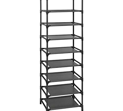 SONGMICS Shoe Rack, 8-Tier Shoe Shelf Organizer, Shoe Tower, 16-20 Pairs, for Closet, Entryway, Black ULSR24BK