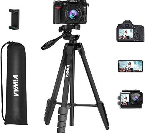 ViWAA - T1 55" Adjustable Video Camera Tripod with Phone Tipod Mount and Portable Bag, Aluminum Lightweight Tripod for Phone, Camera