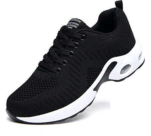 ziitop Women's Outdoor Sports Shoes Casual Mesh Air Cushion Sneakers Breathable Running Shoes Black