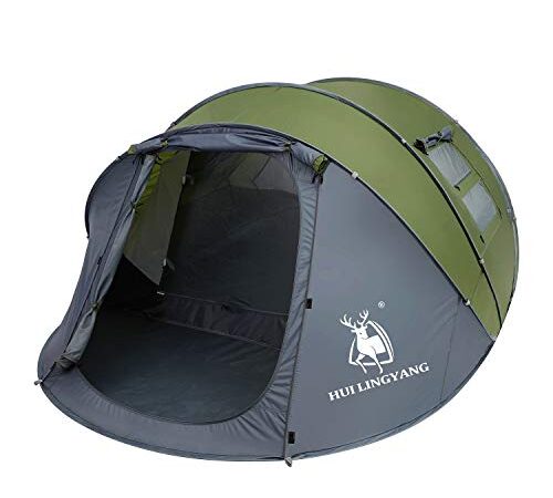 6 Person Easy Pop Up Tent,12.5’ x 8.5‘ x53.5,Automatic Setup,Waterproof, Double Layer,Instant Family Tents for Camping,Hiking & Traveling,Green