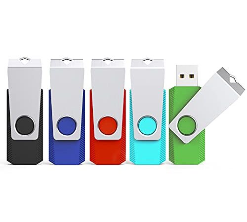 64GB Memory Stick 5Pack, KOOTION USB Flash Drive 64GB Swivel Design Memory Sticks Fold Storage (5 Mixed Color )