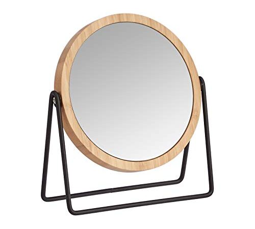 Amazon Basics Vanity Mirror with Bamboo Rim - 1X/5X Magnification