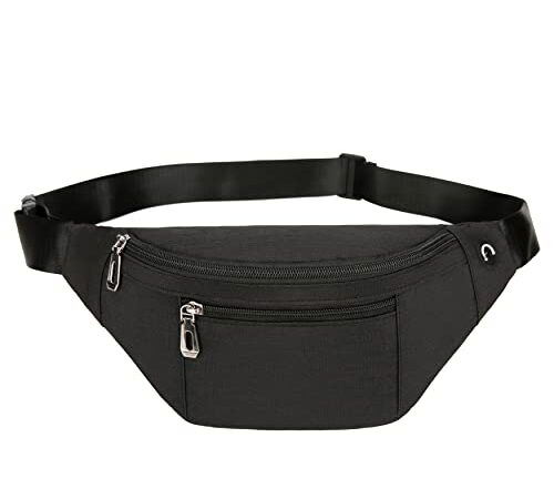 Fanny Pack for Men & Women, Fashion Waterproof Waist Packs with Adjustable Belt, Casual Bag Bum Bags for Travel Sports Running. （02-Black）