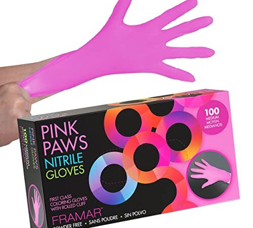 FRAMAR Pink Nitrile Gloves Medium - Disposable Gloves Medium, Cleaning Gloves, Mechanic Gloves, Kitchen Gloves, Latex Free Gloves Disposable, Tattoo Gloves, Gants Nitrile, Gants Jetables