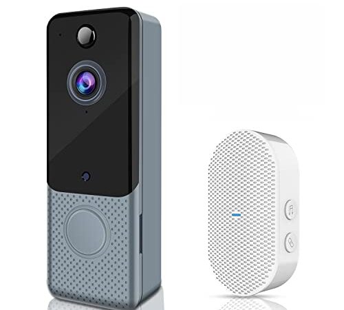 【Free Cloud Storage】 Wireless Video Doorbell Camera 1080P WiFi Door Bell with Chime, PIR Motion Detection, Two-Way Audio, IR Night Vision, 166°Wide Angle, IP65 Waterproof, Rechargeable Batteries