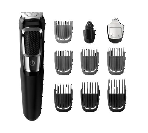 Philips Multigroom Series 3000 Cordless with 10 Trimming Accessories, Lithium-Ion and Storage Bag, MG3750/10