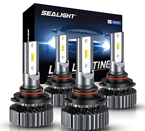 SEALIGHT 9005/HB3 9006/HB4 LED Headlight Bulbs, 20000LM 6500K Xenon White High Low Beam Combo Conversion Kit Hi/Lo Lights