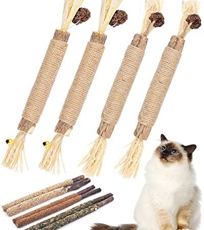 Silvervine Sticks for Cats, TINDTOP 10 Pack Natural Catnip Chew Toys for Kittens Teeth Cleaning, Matatabi Dental Care, Increase Appetite, Calm Cat Anxiety and Stress, Aggressive Chewers Cat Dental Toy