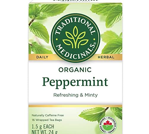 Traditional Medicinals Organic Peppermint Herbal Tea, 16 Count Teabags (Pack of 1)