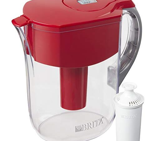 Brita Grand Water Filter Pitcher, with 1 Standard Filter, Red, 10 Cup