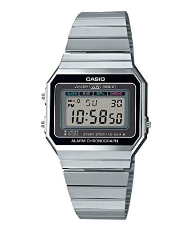 Casio Men's A700W-1ACF Classic Digital Display Quartz Silver Watch, Silver, 35.5 mm, Digital