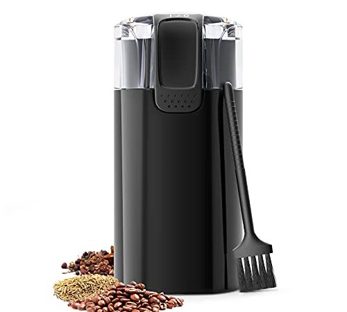 Coffee Grinder Electric, 150W Electric Spice Grinder, Coffee Bean Grinder with 304 Stainless Steel Blades, Portable Size Small Coffee Grinder for Coffee Beans, Spices, Herbs, Cleaning Brush Included