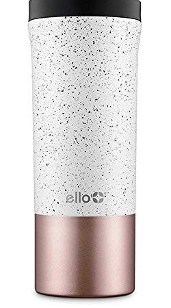 Ello Miri Vacuum Insulated Stainless Steel Travel Coffee Mug - Travel Tea Mug, 16 oz, Speckle Rosegold