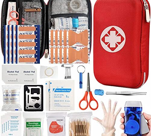 First Aid Kit 150pcs, First Aid Kit Designed for Family Emergency Care. Ideal for Cars, Offices, Sports,Homes, Schools, Travel, Camping, Sports, Workplace & Outdoor