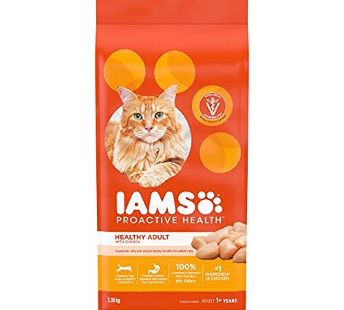 IAMS PROACTIVE HEALTH Healthy Adult Dry Cat Food with Chicken, 3.18kg bag