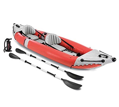 Inflatable Kayak Inflatable Kayak Fishing Boat Water Sport Double Person PVC Drifting Boats Kayaks 2 Seats with Pump OARS Inflatable Portable for Playing