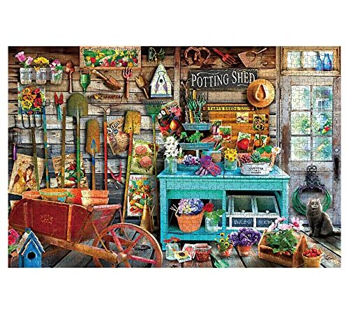 Jigsaw Puzzle for Adults Unique Large Puzzle Game，Cozy Retreat Room Jigsaw Puzzles, Challenging 1000 Piece Puzzle Gift 75cm x 50cm “Potting shed” JG-01