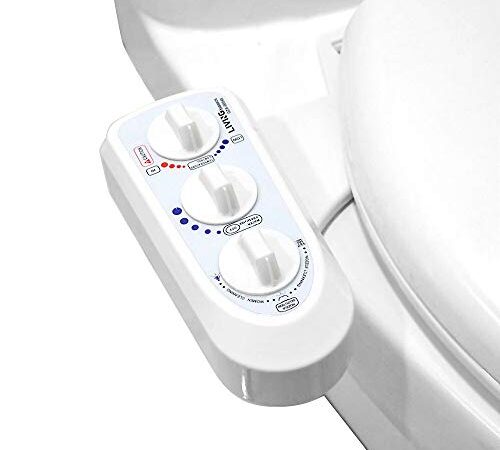 LIVINGbasics Hot and Cold Water Bidet toilet bidet- Self Cleaning -Dual Nozzle (Male & Female) - Non-Electric Mechanical Bidet Toilet Attachment - Adjustable Water Pressure and Temperature (White/ Dual Nozzle)