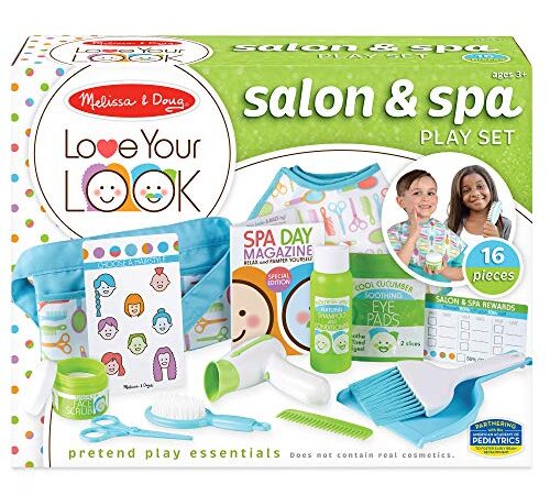 Melissa and Doug Love Your Look Salon and Spa Play Set – 16 Pieces for Pretend Toy Hair and Face Care (No Real Cosmetics)