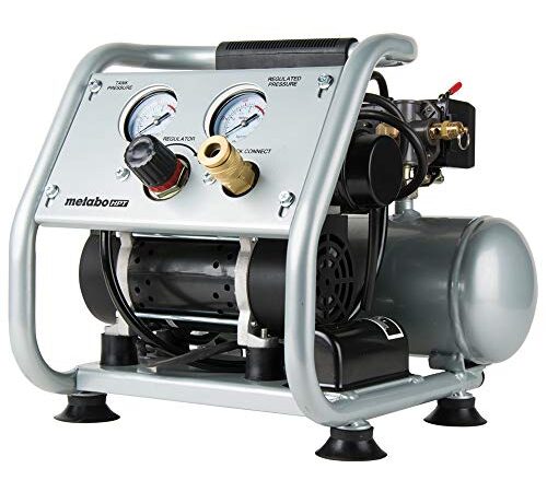 Metabo HPT Air Compressor, Ultra-Quiet 59 dB, Portable, Oil-Free Pump, 1-Gallon Tank Capacity, Steel Roll Cage w/Rubber Grip, Compact and Lightweight, 1-Year Warranty, (EC28M)