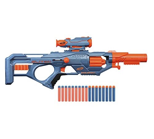 Nerf Elite 2.0 Eaglepoint RD-8 Blaster -- 8-Dart Drum, Detachable Scope and Barrel, 16 Official Nerf Elite Darts, Bolt Action