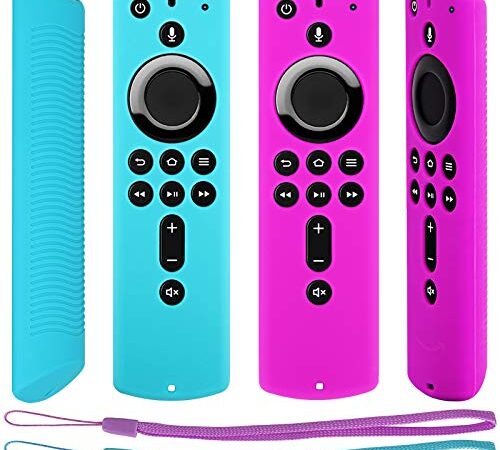 Pinowu Remote Case for Fire TV Stick 4K Compatible with All-New 2nd Gen Alexa Voice Remote Control Cover (2 Pack: Turquoise and Purple)