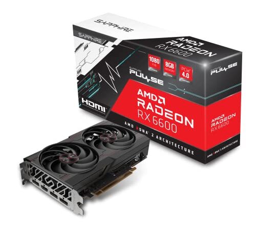 Sapphire 11310-01-20G Pulse AMD Radeon RX 6600 Gaming Graphics Card with 8GB GDDR6, AMD RDNA 2