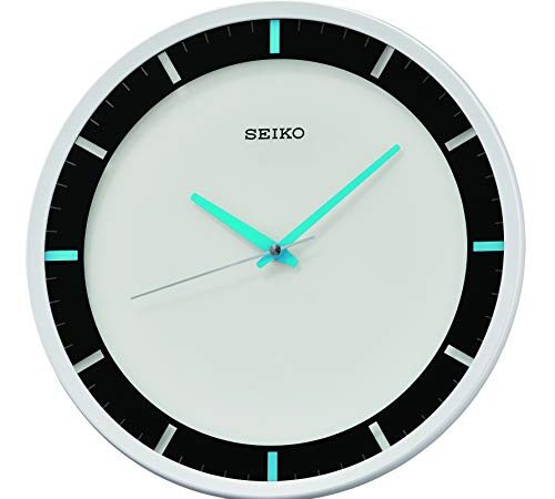 SEIKO 12 Inch Mari Art Deco Wall Clock, Matte White