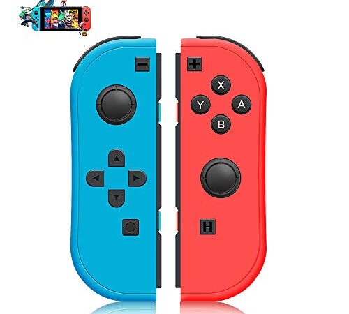 SINGLAND Wireless Controller for Nintendo Switch,Proslife L/R Joycon with Wrist Strap,Wireless Switch Remotes Alternatives for Nintendo Switch Controllers (Red and Blue)