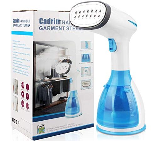 【Upgraded】 Cadrim Clothes Steamer - Portable Handheld Garment Clothing Steamer 1100W 280ml Travel Steamer Fabric 20s Fast Heat-up Auto-Off Ideal for Home Office