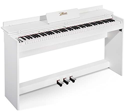 ZHRUNS 88 Key Weighted Digital Piano /MP3 Function, Remote Control, Power Supply, 3 Pedals, Instruction Book, MIDI/Headphone/Audio Output Feature,Suitable for Beginners/Adults