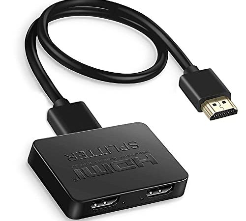 avedio links HDMI Splitter 1 in 2 Out, 4K HDMI Splitter for Dual Monitors Duplicate/Mirror Only, 1x2 HDMI Splitter 1 to 2 Amplifier for Full HD 1080P 3D with HDMI Cable (1 Source onto 2 Displays)