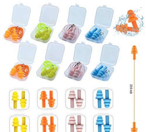 Ear Plugs for Sleeping,Noise Canceling Ear Plugs Soft Reusable Silicone Earplugs Waterproof Noise Reduction Earplugs for Concert (16 Pairs - Light)