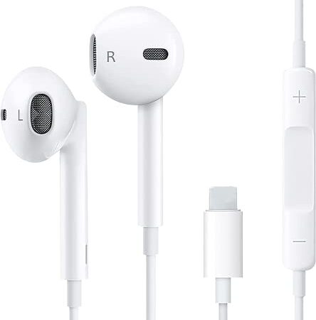 Earphones Wired Stereo Sound Headphones for iPhone with Microphone and Volume Control,Active Noise Cancellation foriPhone 7/7plus 8/8plus X/Xs/XR/Xs max/11/12/iPod,White